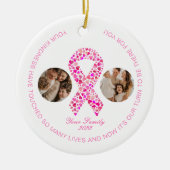 乳癌が2つの写真のコラージュをサポート セラミックオーナメント (正面)