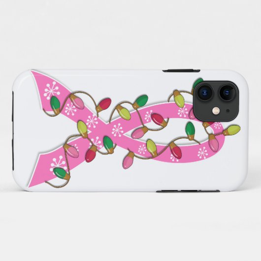 乳癌のクリスマスの照明のリボン Case-Mate iPhoneケース (裏面(横))