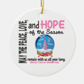 乳癌のクリスマス3匹の雪の地球のオーナメント セラミックオーナメント (正面)