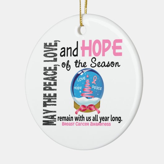 乳癌のクリスマス3匹の雪の地球のオーナメント セラミックオーナメント (左)