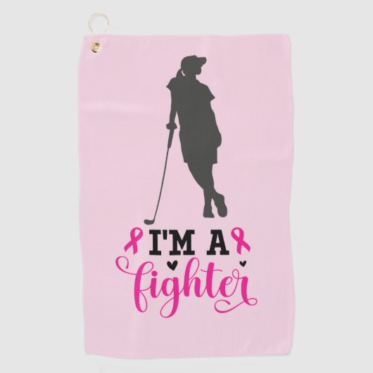 乳癌のゴルファー女性認識度ピンク ゴルフタオル (正面)