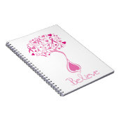 乳癌のノートピンクのリボンか生命の樹 ノートブック (右側)