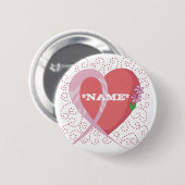 乳癌のハートのカスタマイズ可能なボタン 缶バッジ (正面&裏面)