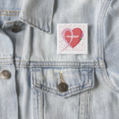 乳癌のハートのカスタマイズ可能な正方形ボタン 缶バッジ (インサイチュ)