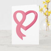 乳癌のピンクのハートのリボン カード (黄色い花)