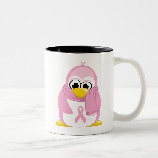 乳癌のピンクのペンギン ツートーンマグカップ (右)