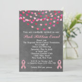 乳癌のピンクのリボンの募金活動の招待状 招待状 (スタンド正面)