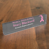 乳癌のピンクのリボンの名札 デスクネームプレート (側面)