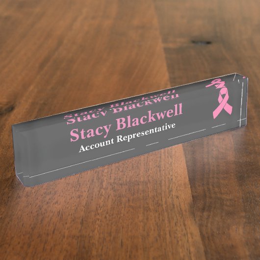 乳癌のピンクのリボンの名札 デスクネームプレート (側面)