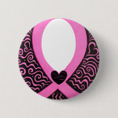 乳癌のピンクのリボンフレームはイメージか文字を加えます 缶バッジ (正面)
