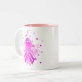 乳癌のピンクのリボン ツートーンマグカップ (正面左)