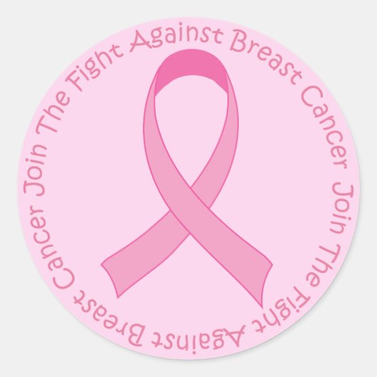 乳癌のピンクのリボン ラウンドシール (正面)