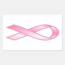 乳癌のピンクのリボン 長方形シール