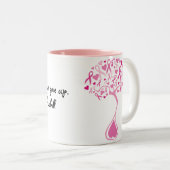 乳癌のマグパーソナライズなピンクの生命の樹 ツートーンマグカップ (正面右)
