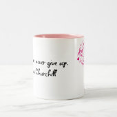 乳癌のマグパーソナライズなピンクの生命の樹 ツートーンマグカップ (中央)