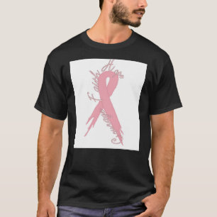 乳癌の勇気の信頼及び希望の黒いTシャツ Tシャツ