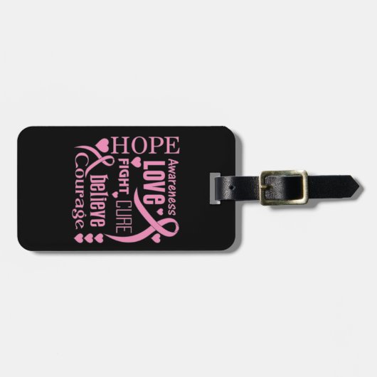 乳癌の希望はコラージュを言い表わします ラゲッジタグ (正面横)