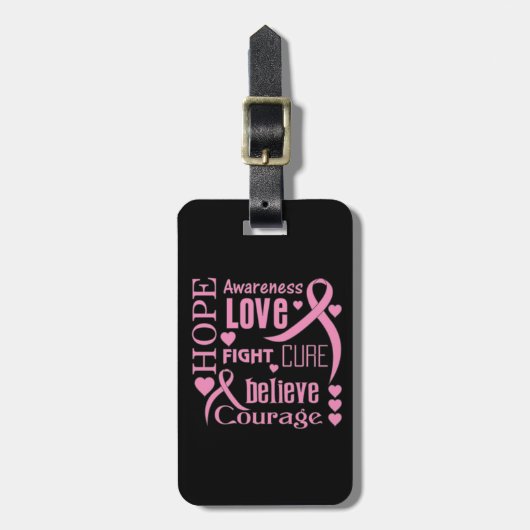 乳癌の希望はコラージュを言い表わします ラゲッジタグ (正面縦)