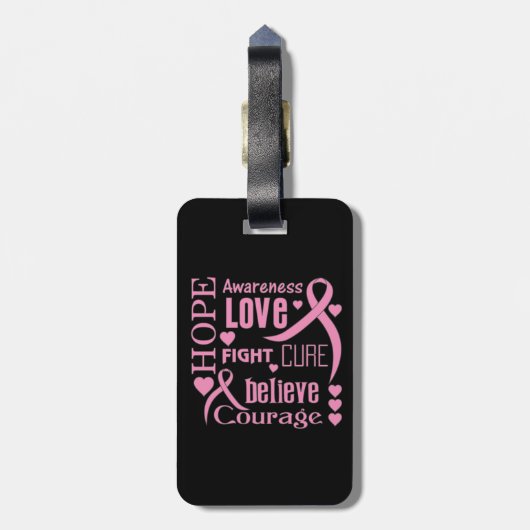 乳癌の希望はコラージュを言い表わします ラゲッジタグ (裏面縦)