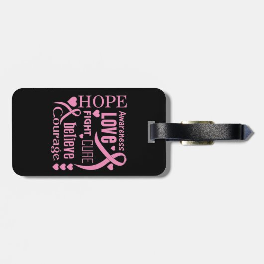 乳癌の希望はコラージュを言い表わします ラゲッジタグ (裏面横)