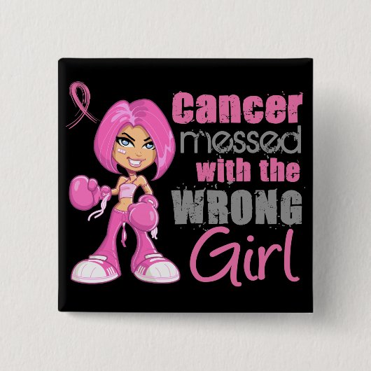 乳癌の戦闘の女の子1 缶バッジ (正面)