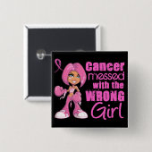 乳癌の戦闘の女の子1 缶バッジ (正面&裏面)