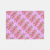 乳癌の水彩画のピンクのリボン毛布 フリースブランケット (正面(横))