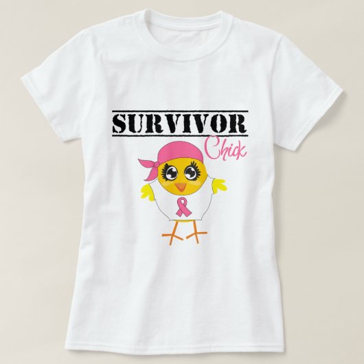 乳癌の生存者のひよこ Tシャツ (デザイン正面)