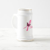 乳癌の生存者のリボン ビールジョッキ (正面左)