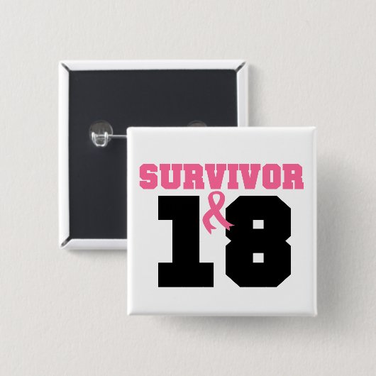 乳癌の生存者18年 缶バッジ (正面&裏面)