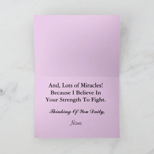 乳癌の祈るピンクのリボンの天使カード カード (内部)