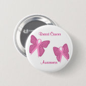 乳癌の蝶リボンボタン 缶バッジ (正面&裏面)