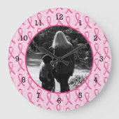乳癌の記念物を個人化して下さい ラージ壁時計 (正面)