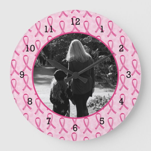 乳癌の記念物を個人化して下さい ラージ壁時計 (正面)