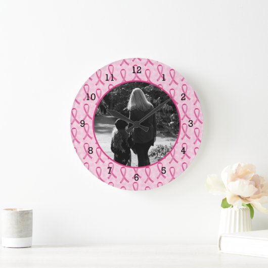 乳癌の記念物を個人化して下さい ラージ壁時計 (ホーム)