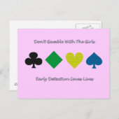 乳癌の認識度かハートまたはダイヤモンドまたはクラブまたは踏鋤 ポストカード (正面/裏面)