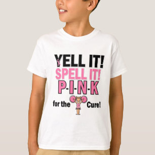 乳癌の認識度のためのチアリーダー Tシャツ