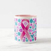 乳癌の認識度のコーヒー・マグ ツートーンマグカップ (中央)