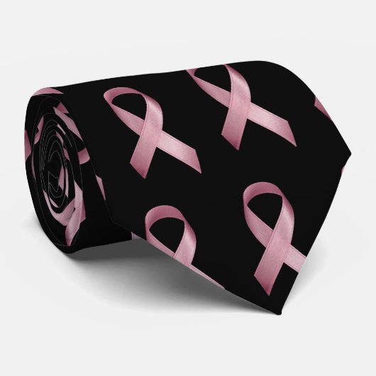 乳癌の認識度のタイ-黒 ネクタイ (ロール)