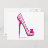 乳癌の認識度のピンクのリボンのかかと ポストカード (正面/裏面)