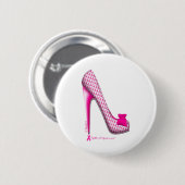 乳癌の認識度のピンクのリボンのかかと 缶バッジ (正面&裏面)