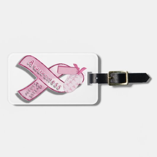 乳癌の認識度のリボン ラゲッジタグ (正面横)