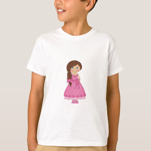 乳癌の認識度の女の子 Tシャツ (正面)