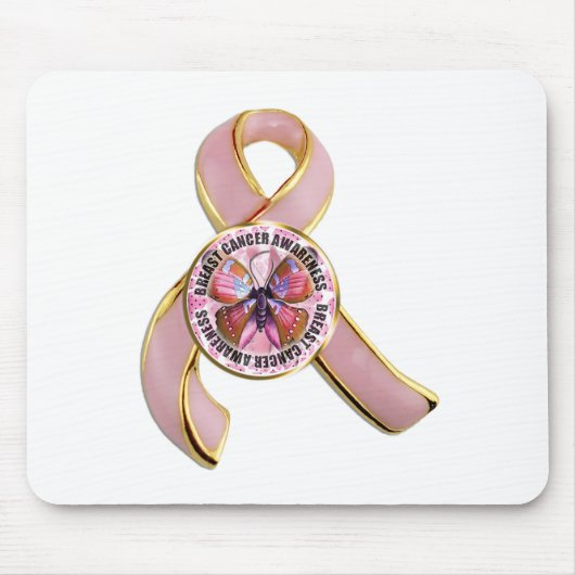 乳癌の認識度の蝶 マウスパッド (正面)