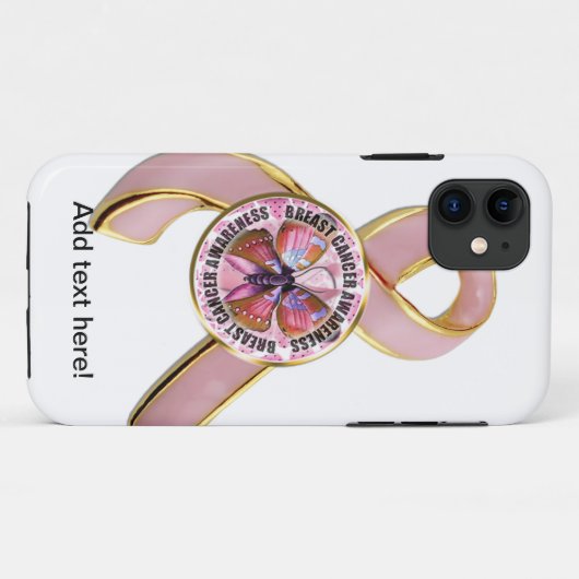 乳癌の認識度の蝶 Case-Mate iPhoneケース (裏面(横))