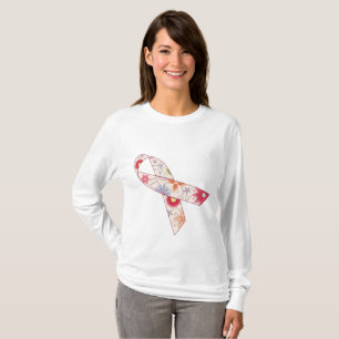 乳癌の認識度の長袖のTシャツ Tシャツ