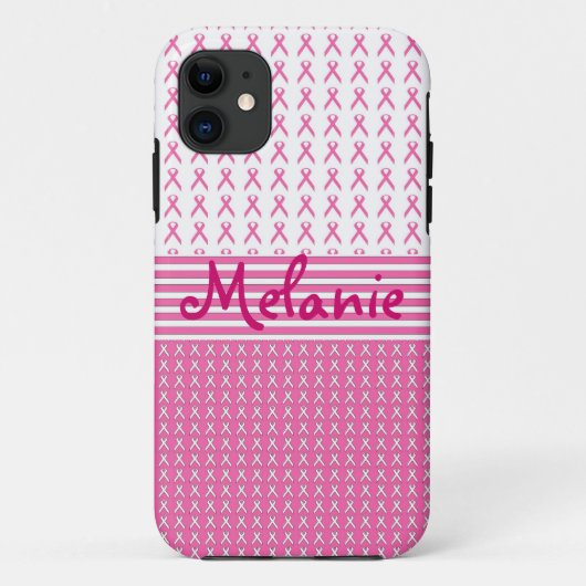 乳癌の認識度のiPhoneのモノグラムのピンク Case-Mate iPhoneケース (裏面)