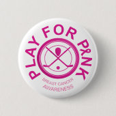 乳癌の認識度ボタンのためのアイスホッケーの演劇 缶バッジ (正面)