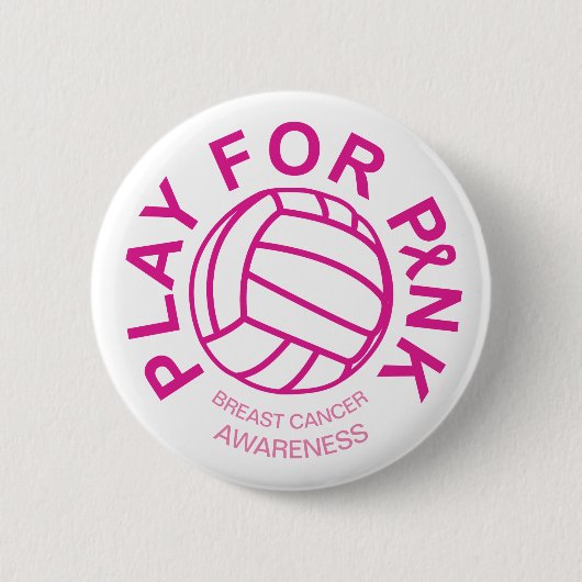 乳癌の認識度ボタンのためのバレーボールの演劇 缶バッジ (正面)
