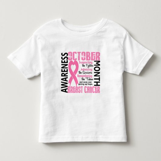 乳癌の認識度月のハート1.5 トドラーTシャツ (正面)